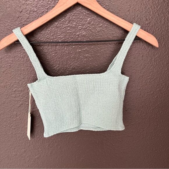 NWT Revolve x Capulet Millie Smocked Crop Top in seafoam | Size XS/P - Picture 8 of 12